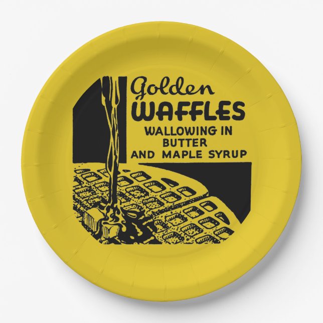 Golden Waffles Breakfast Paper Plates (Front)