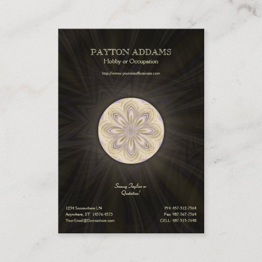 Customizable Golden Waning Mandala - Vertical Business Card