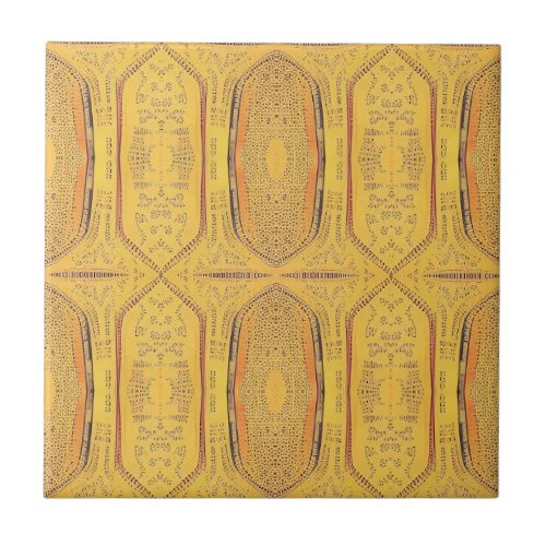 Golden warm geometric design etchings kitty voices ceramic tile