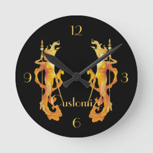 Golden Warrior Goddess Thunder_Cove   Round Clock