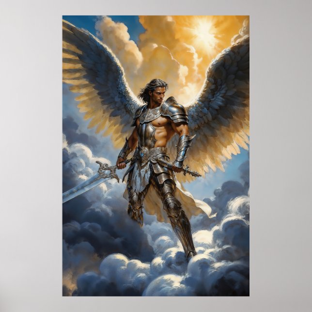 Golden Warrior of Heaven Archangel Michael Poster (Front)