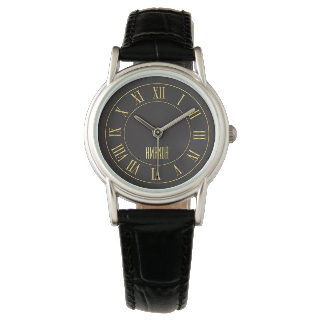Golden Watch On A Dark Background Women's Watches (Front)