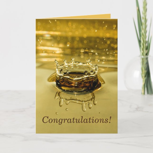 Golden Water-Crown Splash | Greeting Card (Front)
