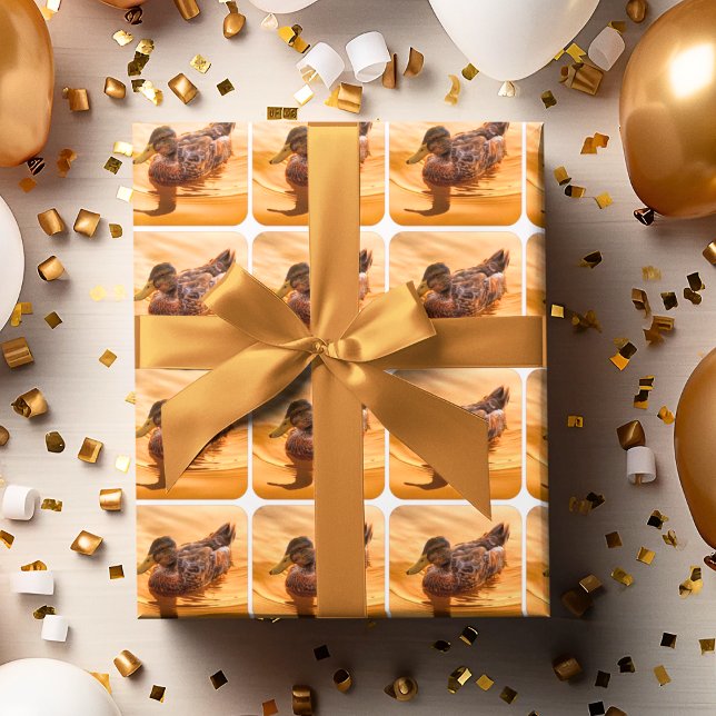 Golden Water Mallard Duck Photo  Wrapping Paper (Creator Uploaded)