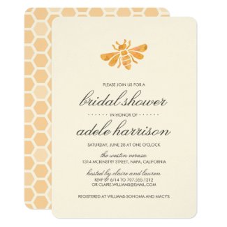 Golden Watercolor Bee Bridal Shower Card