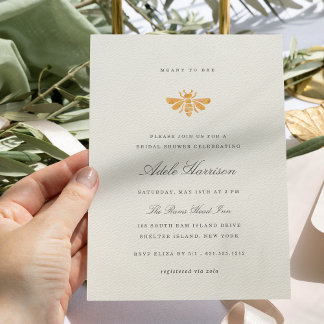 Golden Watercolor Bee Bridal Shower Invitation