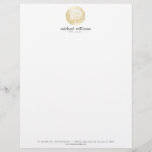 Golden Watercolor Tree of Life Letterhead<br><div class="desc">Coordinates with the Golden Watercolor Tree Life Coach,  Counselors Business Card Template by 1201AM. A gold-toned watercolor circle containing a simple white tree with leaves is the perfect visual design to accompany your name or business name on classic letterhead template. © 1201AM CREATIVE</div>