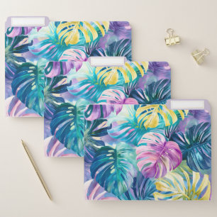 Golden Watercolor Tropical Leaves Paradise File Folder