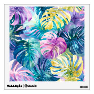 Golden Watercolor Tropical Leaves Paradise Wall Decal