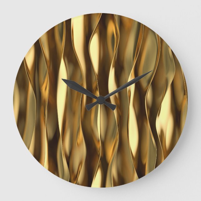 Golden Wave 3D Render. Large Clock (Front)