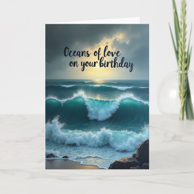Golden Wave Birthday Card (Front)