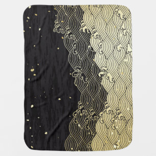Golden wave, paper-like texture. baby blanket