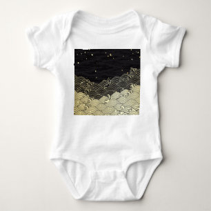 Golden wave, paper-like texture. baby bodysuit