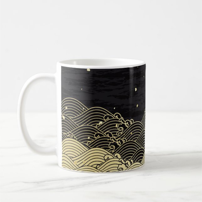 Golden wave, paper-like texture. coffee mug (Left)