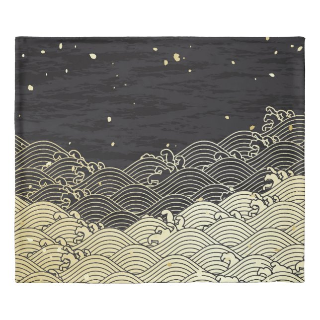 Golden wave, paper-like texture. duvet cover (Front)