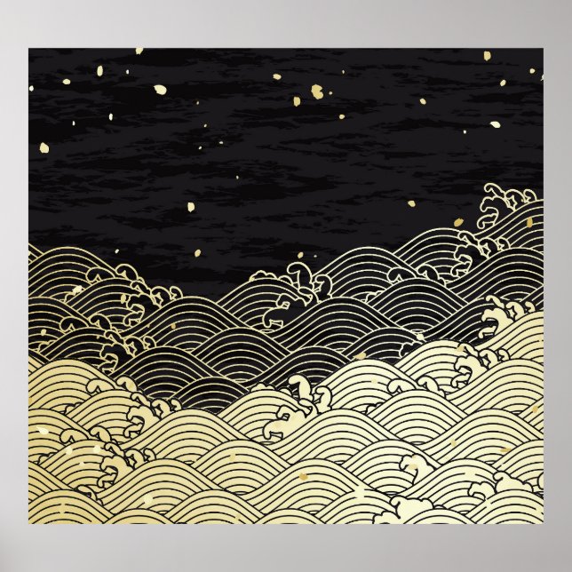 Golden wave, paper-like texture. poster (Front)