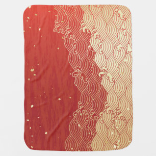 Golden Wave Paper Texture Pattern Baby Blanket