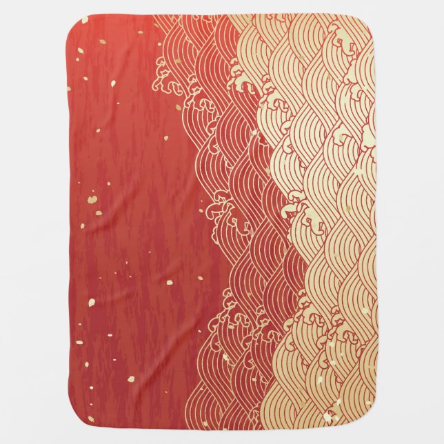 Golden Wave Paper Texture Pattern Baby Blanket (Front)
