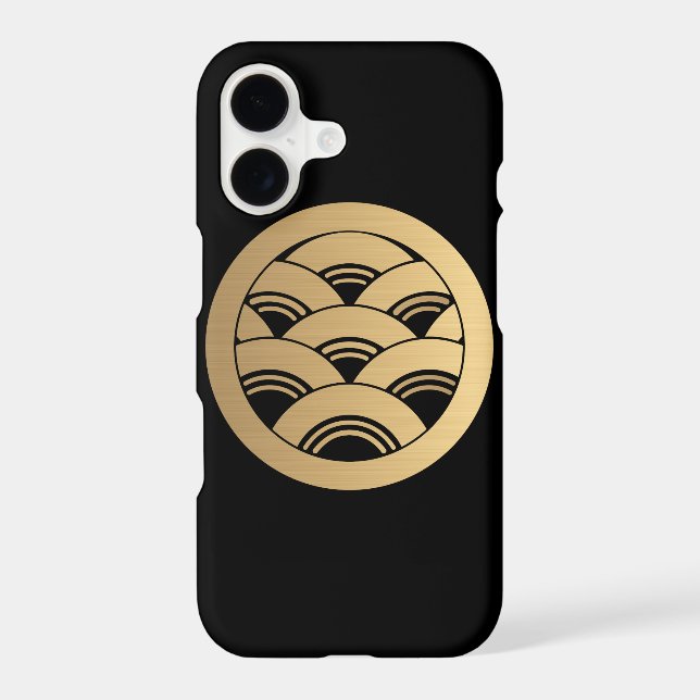 Golden Waves Japanese Kamon in faux gold Case-Mate iPhone Case (Back)