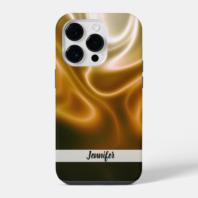 Golden waves of silk iphone case (Back)
