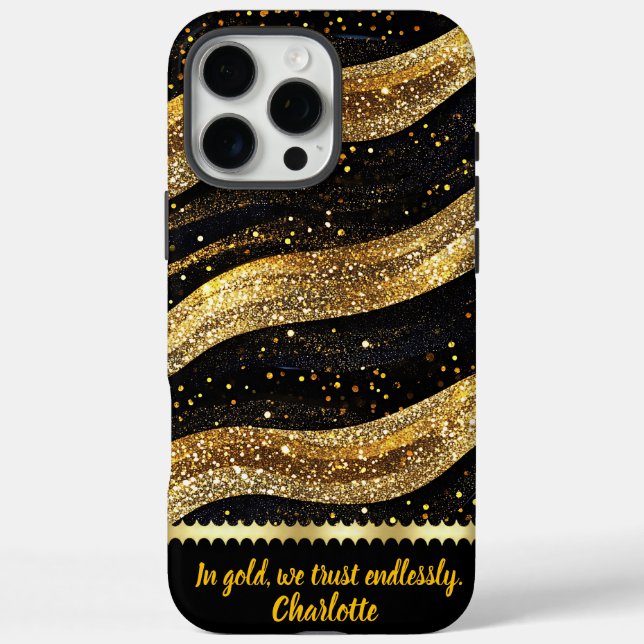 Golden waves shine on a dark night Case-Mate iPhone case (Back)