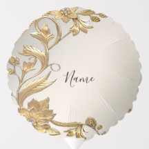 Golden Wavy Leaves Floral Balloon