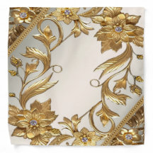 Golden Wavy Leaves Floral Bandana