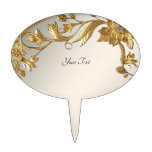 Golden Wavy Leaves Floral Cake Topper