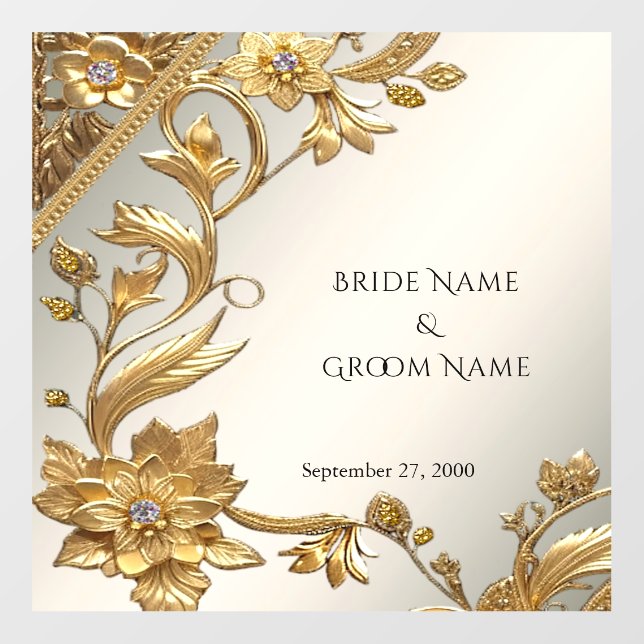 Golden Wavy Leaves Floral Floor Decal (Front)