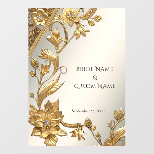 Golden Wavy Leaves Floral Floor Decal (Front)