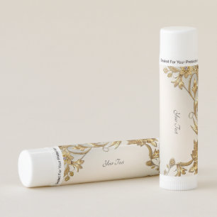 Golden Wavy Leaves Floral Lip Balm