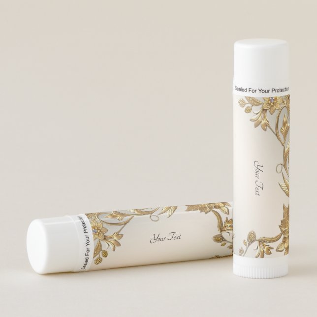 Golden Wavy Leaves Floral Lip Balm (Front)