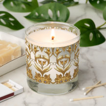 Golden Wavy Leaves Floral Scented Jar Candle