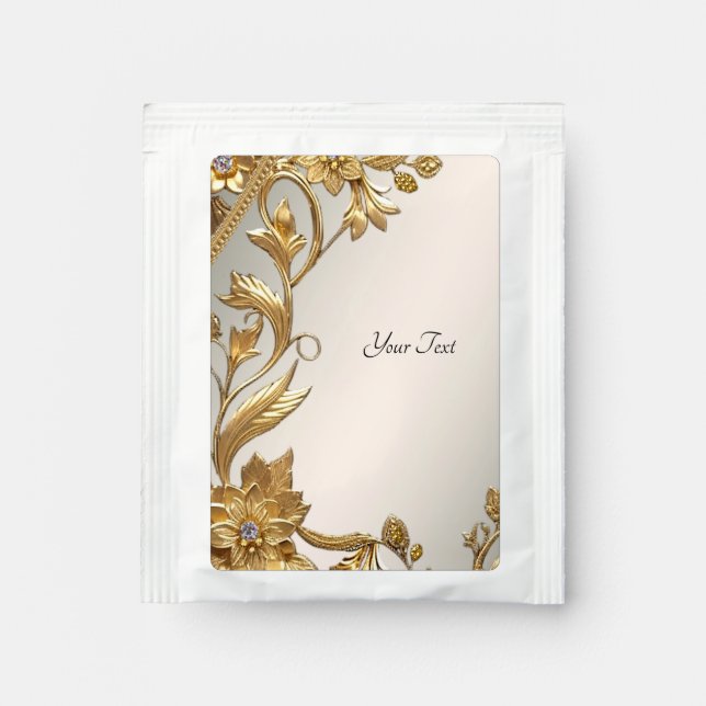 Golden Wavy Leaves Floral Tea Bag Drink Mix (Front)