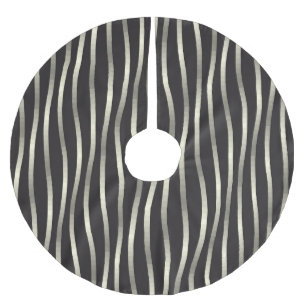 Golden wavy stripes, luxury texture brushed polyester tree skirt