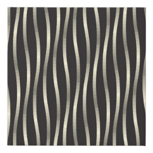 Golden wavy stripes, luxury texture faux canvas print