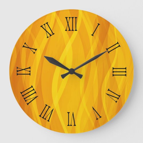 Golden weaving waves yellow wall clock