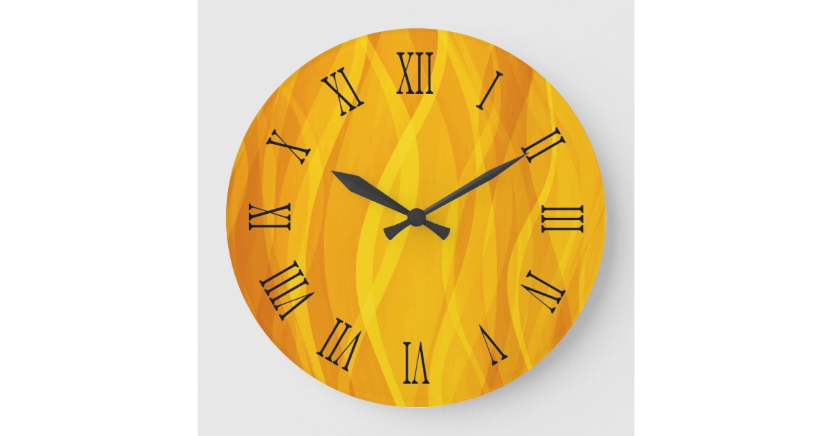 Golden weaving waves yellow wall clock Zazzle