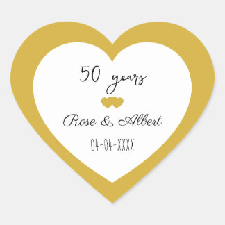 Golden Wedding, 50 Years of Marriage, Custom  Heart Sticker
