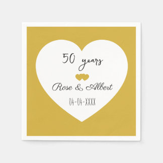 Golden Wedding, 50 Years of Marriage, Custom  Napkins