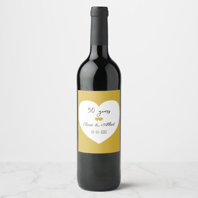 Golden Wedding, 50 Years of Marriage, Custom  Wine Label (Front)