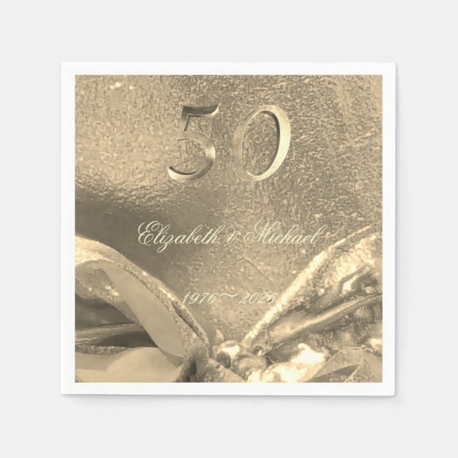 Golden Wedding 50th Anniversary 50 Years Jubilee Napkins (Front)