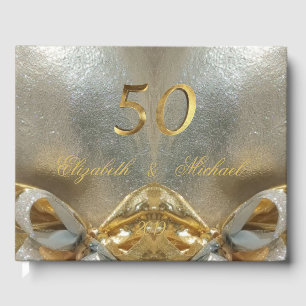 Golden Wedding 50th Anniversary Elegant Faux Gold Guest Book