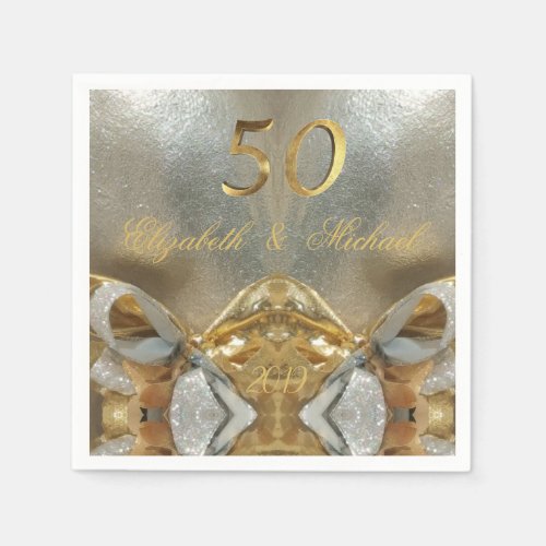 Golden Wedding 50th Anniversary Elegant Faux Gold Napkins