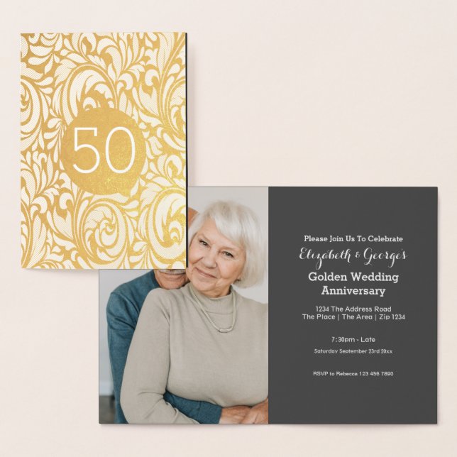 Golden Wedding 50th Anniversary Foil Card (Display)
