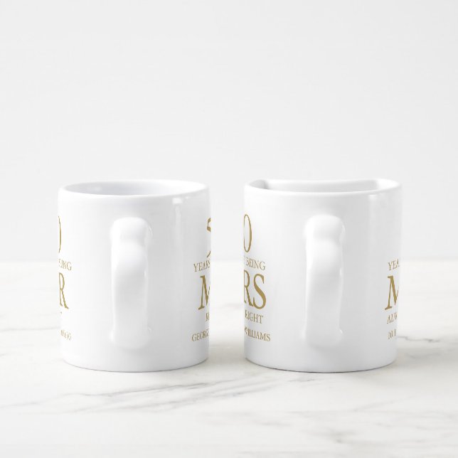Golden Wedding 50th Anniversary Mr Mrs Right Coffee Mug Set | Zazzle