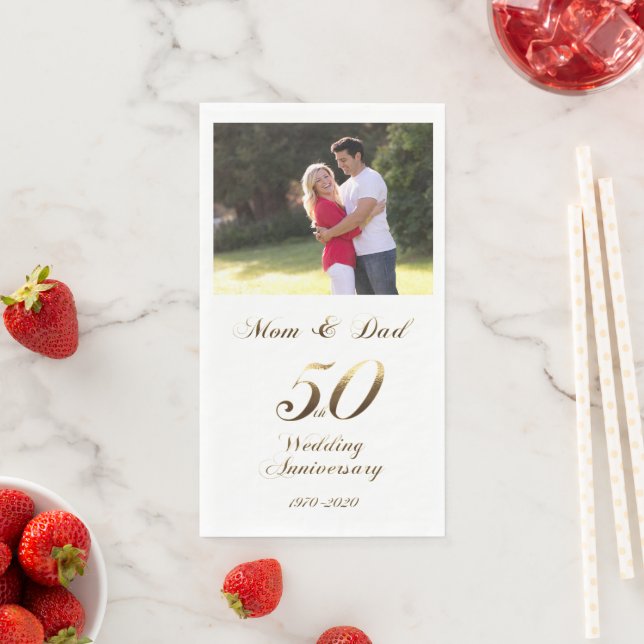 Golden Wedding 50th Anniversary Parents Paper Guest Towels (Insitu)