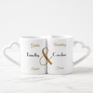 Golden Wedding 50th Anniversary Personalised Coffee Mug Set