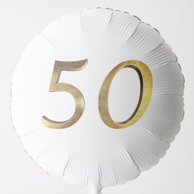 Golden Wedding 50th Birthday Anniversary Number 50 Balloon (Front)