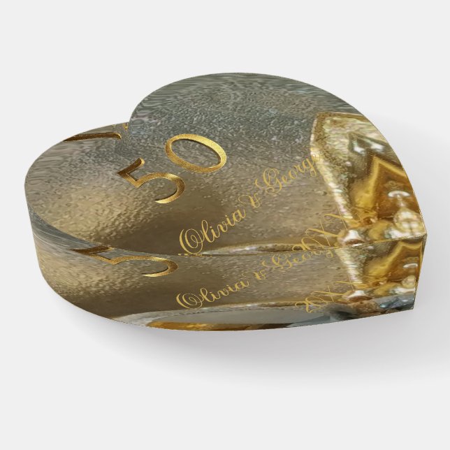 Golden Wedding 50th Wedding Anniversary Gold Paperweight (Angled)